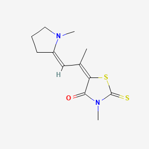 molecular formula C12H16N2OS2 B12692263 3-Methyl-5-(1-methyl-2-(1-methylpyrrolidin-2-ylidene)ethylidene)rhodanine CAS No. 93857-88-6