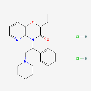 molecular formula C22H29Cl2N3O2 B12692283 2H-Pyrido(3,2-b)-1,4-oxazin-3(4H)-one, 2-ethyl-4-(1-phenyl-2-(1-piperidinyl)ethyl)-, dihydrochloride CAS No. 88809-74-9