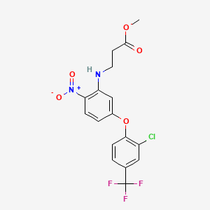 molecular formula C17H14ClF3N2O5 B12692355 beta-Alanine, N-(5-(2-chloro-4-(trifluoromethyl)phenoxy)-2-nitrophenyl)-, methyl ester CAS No. 86169-45-1