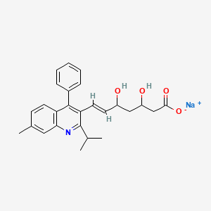 molecular formula C26H28NNaO4 B12692369 6-Heptenoic acid, 3,5-dihydroxy-7-(7-methyl-2-(1-methylethyl)-4-phenyl-3-quinolinyl)-, monosodium salt CAS No. 121661-24-3