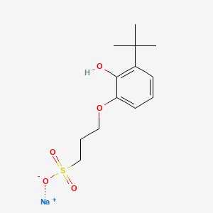 molecular formula C13H19NaO5S B12692380 Sodium 3-((1,1-dimethylethyl)-2-hydroxyphenoxy)propanesulphonate CAS No. 93803-96-4