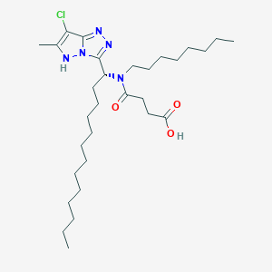 molecular formula C30H52ClN5O3 B12692394 Butanoic acid, 4-((1-(7-chloro-6-methyl-1H-pyrazolo(5,1-c)-1,2,4-triazol-3-yl)tridecyl)octylamino)-4-oxo- CAS No. 120551-91-9