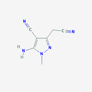 molecular formula C7H7N5 B1269244 5-amino-3-(cyanomethyl)-1-methyl-1H-pyrazole-4-carbonitrile CAS No. 53871-49-1