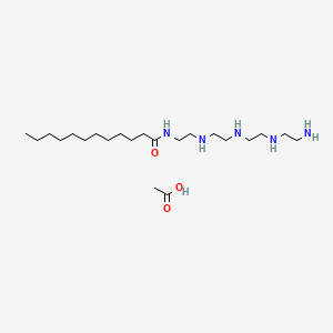 molecular formula C20H45N5O.C2H4O2<br>C22H49N5O3 B12692465 N-(2-((2-((2-((2-Aminoethyl)amino)ethyl)amino)ethyl)amino)ethyl)dodecanamide monoacetate CAS No. 93942-14-4
