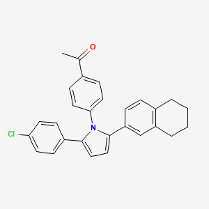 molecular formula C28H24ClNO B12692489 Ethanone, 1-(4-(2-(4-chlorophenyl)-5-(5,6,7,8-tetrahydro-2-naphthalenyl)-1H-pyrrol-1-yl)phenyl)- CAS No. 91307-03-8