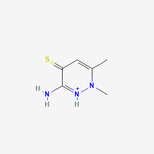 molecular formula C6H10N3S+ B12692541 Pyridazinium, 3-amino-1,6-dimethyl-4-mercapto- CAS No. 82608-12-6