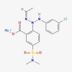molecular formula C17H18ClN4NaO4S B12692551 Sodium 2-(3-(3-chlorophenyl)-1-ethyltriazen-2-yl)-5-((dimethylamino)sulphonyl)benzoate CAS No. 85030-40-6