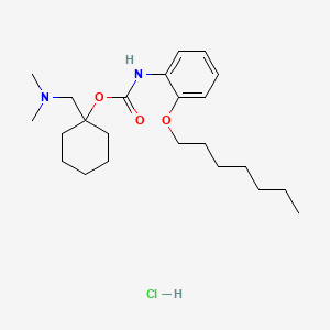 molecular formula C23H39ClN2O3 B12692554 Carbamic acid, (2-(heptyloxy)phenyl)-, 1-((dimethylamino)methyl)cyclohexyl ester, hydrochloride CAS No. 113873-74-8