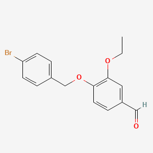 molecular formula C16H15BrO3 B1269258 4-[(4-Bromobenzyl)oxy]-3-ethoxybenzaldehyde CAS No. 443292-05-5