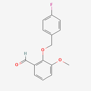 molecular formula C15H13FO3 B1269260 2-[(4-Fluorobenzyl)oxy]-3-methoxybenzaldehyde CAS No. 384860-70-2