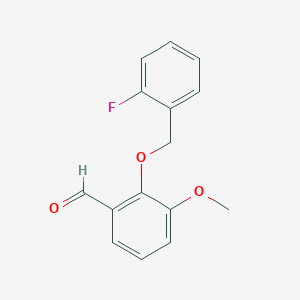 molecular formula C15H13FO3 B1269261 2-[(2-Fluorobenzyl)oxy]-3-methoxybenzaldehyde CAS No. 588687-34-7