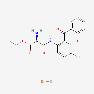 molecular formula C18H17BrClFN2O4 B12692633 Ethyl 3-((4-chloro-2-(2-fluorobenzoyl)phenyl)amino)-3-oxo-alaninate monohydrobromide CAS No. 77822-80-1