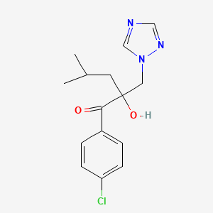 molecular formula C15H18ClN3O2 B12692802 1-Pentanone, 1-(4-chlorophenyl)-2-hydroxy-4-methyl-2-(1H-1,2,4-triazol-1-ylmethyl)- CAS No. 107659-15-4