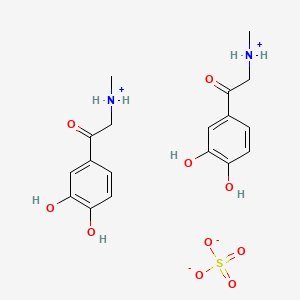 molecular formula C18H24N2O10S B12692834 Bis((2-(3,4-dihydroxyphenyl)-2-oxoethyl)methylammonium) sulphate CAS No. 93778-16-6