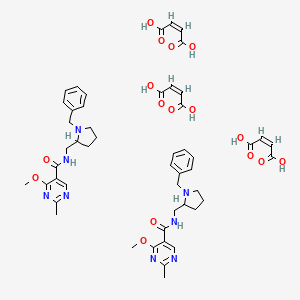 molecular formula C50H60N8O16 B12692909 N-[(1-benzylpyrrolidin-2-yl)methyl]-4-methoxy-2-methylpyrimidine-5-carboxamide;(Z)-but-2-enedioic acid CAS No. 84332-28-5