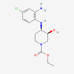 molecular formula C14H20ClN3O3 B12692961 Ethyl cis-4-((2-amino-4-chlorophenyl)amino)-3-hydroxypiperidine-1-carboxylate CAS No. 83763-27-3
