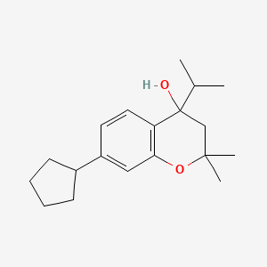 molecular formula C19H28O2 B12692963 7-Cyclopentyl-3,4-dihydro-4-isopropyl-2,2-dimethyl-2H-1-benzopyran-4-ol CAS No. 93841-37-3