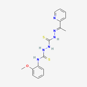 molecular formula C16H18N6OS2 B12693012 Carbonothioic dihydrazide, N''-(((2-methoxyphenyl)amino)thioxomethyl)-N'''-((1E)-1-(2-pyridinyl)ethylidene)- CAS No. 127142-04-5