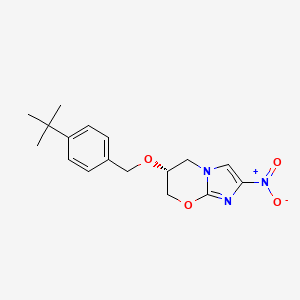 molecular formula C17H21N3O4 B12693023 (R)-6-(4-tert-Butylbenzyloxy)-2-nitro-6,7-dihydro-5H-imidazo(2,1-b)(1,3)oxazine CAS No. 187235-61-6
