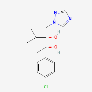 molecular formula C15H20ClN3O2 B12693033 2,3-Pentanediol, 2-(4-chlorophenyl)-4-methyl-3-(1H-1,2,4-triazol-1-ylmethyl)-, (2S,3R)- CAS No. 107680-09-1