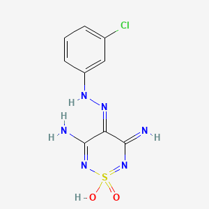 molecular formula C9H9ClN6O2S B12693063 3,5-Diamino-4-((3-chlorophenyl)diazenyl)-1lambda(4),2,6-thiadiazin-1-ol 1-oxide CAS No. 63479-79-8