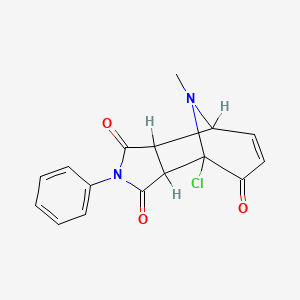 molecular formula C16H13ClN2O3 B12693064 4,8-Iminocyclohepta(c)pyrrole-1,3,5(2H)-trione, 4-chloro-3a,4,8,8a-tetrahydro-9-methyl-2-phenyl- CAS No. 73059-24-2