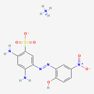 molecular formula C12H14N6O6S B12693070 Ammonium 2,4-diamino-5-((2-hydroxy-5-nitrophenyl)azo)benzenesulphonate CAS No. 94159-74-7