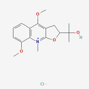 molecular formula C17H22ClNO4 B12693097 Furo(2,3-d)quinolinium, 2,3-dihydro-4,8-dimethoxy-2-(1-hydroxy-1-methylethyl)-9-methyl-, chloride CAS No. 143436-46-8