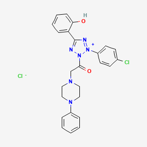 molecular formula C25H24Cl2N6O2 B12693140 2H-Tetrazolium, 3-(4-chlorophenyl)-5-(2-hydroxyphenyl)-2-((4-phenyl-1-piperazinyl)acetyl)-, chloride CAS No. 127718-43-8