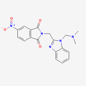 molecular formula C19H17N5O4 B12693168 1H-Isoindole-1,3(2H)-dione, 2-((1-((dimethylamino)methyl)-1H-benzimidazol-2-yl)methyl)-5-nitro- CAS No. 115398-89-5