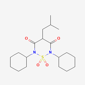 molecular formula C19H32N2O4S B12693188 2H-1,2,6-Thiadiazine-3,5(4H,6H)-dione, 2,6-dicyclohexyl-4-(2-methylpropyl)-, 1,1-dioxide CAS No. 117204-17-8