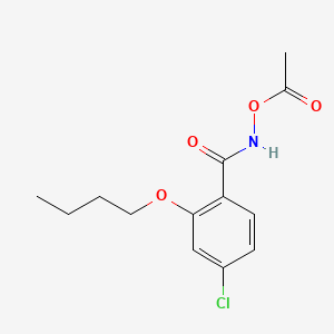 molecular formula C13H16ClNO4 B12693241 Benzamide, N-acetyloxy-N-butoxy-4-chloro- CAS No. 131229-62-4