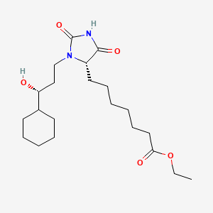 molecular formula C21H36N2O5 B12693284 Ethyl (R-(R*,S*))-3-(3-cyclohexyl-3-hydroxypropyl)-2,5-dioxoimidazolidine-4-heptanoate CAS No. 94292-29-2