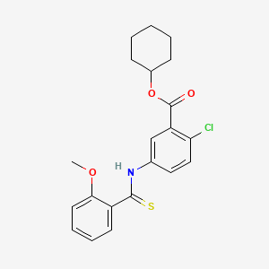 molecular formula C21H22ClNO3S B12693365 Benzoic acid, 2-chloro-5-(((2-methoxyphenyl)thioxomethyl)amino)-, cyclohexyl ester CAS No. 135813-03-5