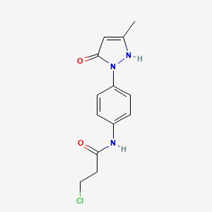 molecular formula C13H14ClN3O2 B12693374 3-Chloro-N-(4-(5-hydroxy-3-methyl-1H-pyrazol-1-yl)phenyl)propionamide CAS No. 79817-54-2