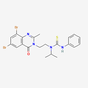 molecular formula C21H22Br2N4OS B12693381 Thiourea, N-(2-(6,8-dibromo-2-methyl-4-oxo-3(4H)-quinazolinyl)ethyl)-N-(1-methylethyl)-N'-phenyl- CAS No. 77301-11-2