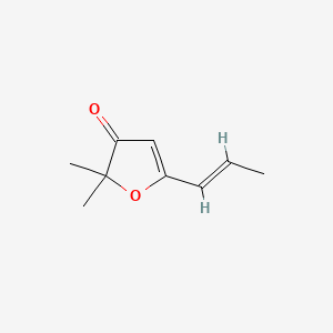 molecular formula C9H12O2 B12693397 2,2-Dimethyl-5-(1-propenyl)-3(2H)-furanone CAS No. 102415-35-0