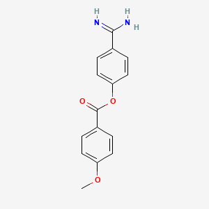 molecular formula C15H14N2O3 B12693435 4-Amidinophenyl 4-anisate CAS No. 40761-73-7