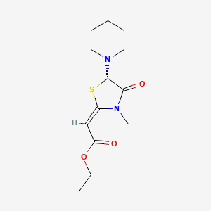 molecular formula C13H20N2O3S B12693436 Ethyl (S)-(3-methyl-4-oxo-5-piperidin-1-ylthiazolidin-2-ylidene)acetate CAS No. 76333-71-6