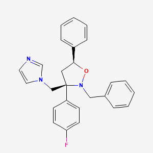 molecular formula C26H24FN3O B12693457 cis-3-(4-Fluorophenyl)-3-(1H-imidazol-1-ylmethyl)-5-phenyl-2-(phenylmethyl)isoxazoline CAS No. 115797-09-6