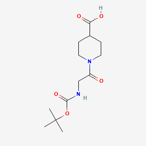molecular formula C13H22N2O5 B1269351 1-(2-叔丁氧羰基氨基-乙酰)-哌啶-4-羧酸 CAS No. 345955-48-8