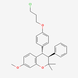 molecular formula C27H29ClO3 B12693541 2H-1-Benzopyran, 4-(4-(3-chloropropoxy)phenyl)-3,4-dihydro-7-methoxy-2,2-dimethyl-3-phenyl-, trans- CAS No. 123886-70-4