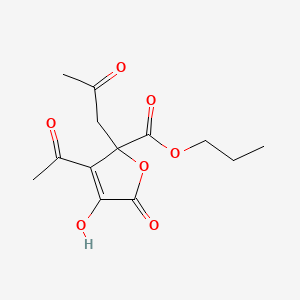 molecular formula C13H16O7 B12693542 Propyl 3-acetyl-2,5-dihydro-4-hydroxy-5-oxo-2-(2-oxopropyl)furoate CAS No. 85237-88-3