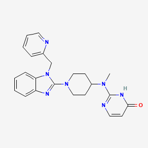 molecular formula C23H25N7O B12693567 4(1H)-Pyrimidinone, 2-(methyl(1-(1-(2-pyridinylmethyl)-1H-benzimidazol-2-yl)-4-piperidinyl)amino)- CAS No. 108612-72-2