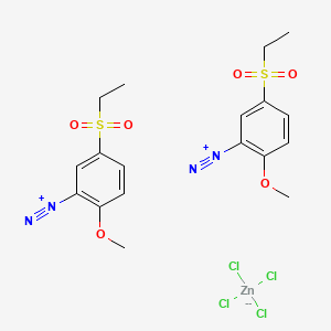 molecular formula C18H22Cl4N4O6S2Zn B12693569 5-ethylsulfonyl-2-methoxybenzenediazonium;tetrachlorozinc(2-) CAS No. 85237-48-5