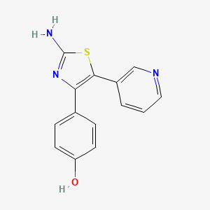 molecular formula C14H11N3OS B12693616 Phenol, 4-(2-amino-5-(3-pyridinyl)-4-thiazolyl)- CAS No. 97422-30-5
