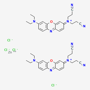 molecular formula C44H48Cl4N10O2Zn B12693626 zinc;bis(2-cyanoethyl)-[7-(diethylamino)phenoxazin-3-ylidene]azanium;tetrachloride CAS No. 60797-58-2