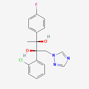 molecular formula C18H17ClFN3O2 B12693645 2,3-Butanediol, 2-(2-chlorophenyl)-3-(4-fluorophenyl)-1-(1H-1,2,4-triazol-1-yl)-, (2R,3S)- CAS No. 107680-17-1