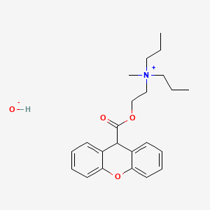 molecular formula C23H31NO4 B12693647 Methyldipropyl(2-((9H-xanthen-9-ylcarbonyl)oxy)ethyl)ammonium hydroxide CAS No. 568-84-3