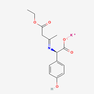 molecular formula C14H16KNO5 B12693676 Potassium (R)-((3-ethoxy-1-methyl-3-oxopropylidene)amino)(4-hydroxyphenyl)acetate CAS No. 94107-38-7